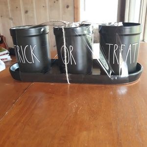 Rae Dunn trick or treat platers/utensils  holders